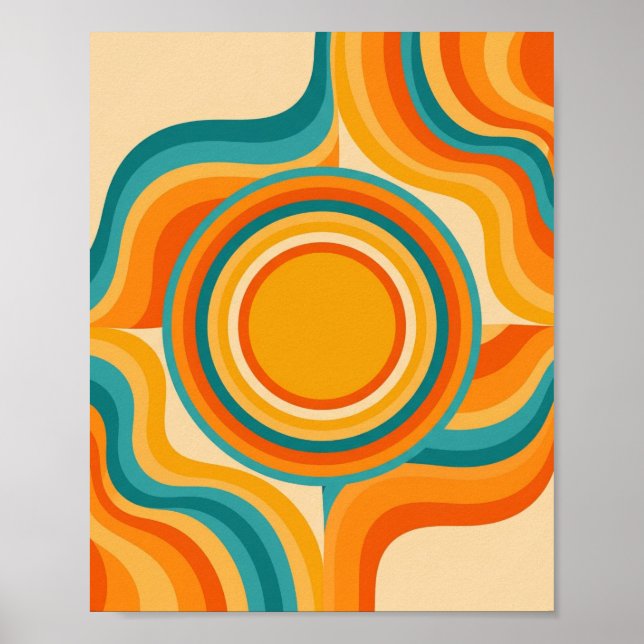 Poster Roteiro Retro Psicodélico - Arte Moderna do Século (Frente)