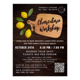 Pôster Roteiro Rustic Wood Cutting Conselho Citrus Cozinh