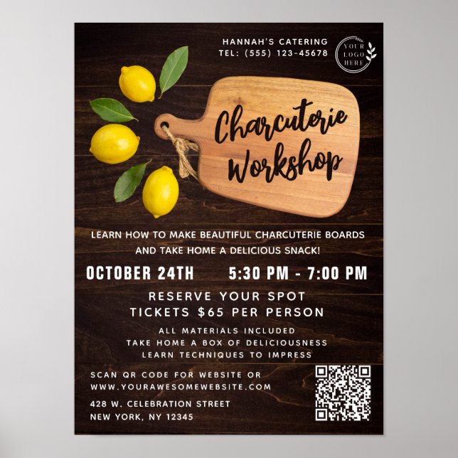 Poster Roteiro Rustic Wood Cutting Conselho Citrus Cozinh (Frente)