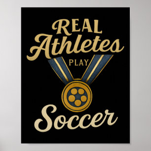 Poster Roteiro Vintage Atletas Reais Jogam Futebol Medalh