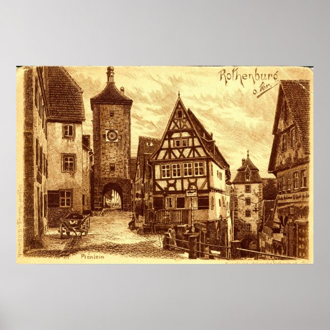 Pôster Rothenburg Alemanha 1907 vintage (Frente)
