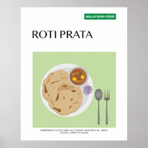 Poster Roti Prata, Malásia Viagem Comida Wall Art