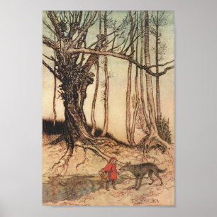 Poster Rotkäppchen begegnet den Wolf, Arthur Rackham