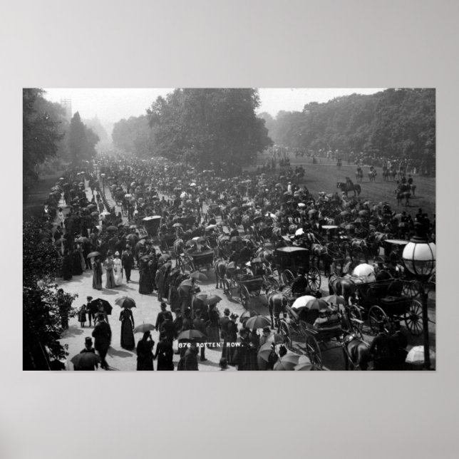 Poster Rotten Row em Hyde Park, Londres, c.1890 (Frente)