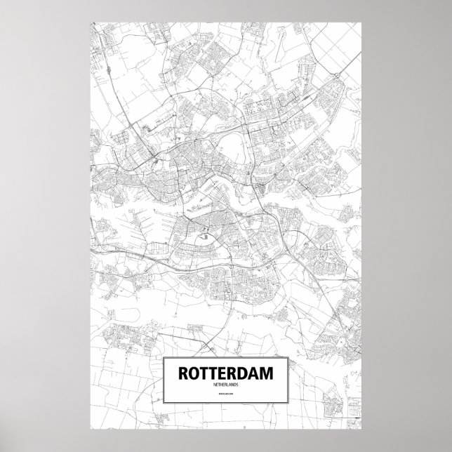 Pôster Rotterdam, Holanda (preto no branco) (Frente)