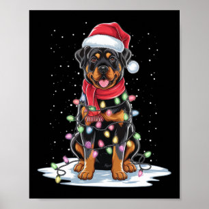 Poster Rottweiler Cachorro Noel Hábor Árvore de Natal Lev