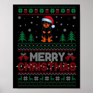 Poster Rottweiler Cachorro Passa Noel Hor Árvore de Natal