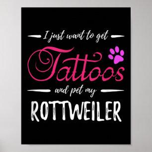 Poster Rottweiler Cão Passado Tatuagem Cachorro Engraçado