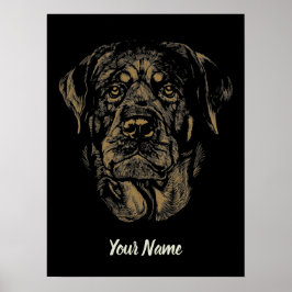 Poster Rottweiler Cão Vintage Retrato Rottie Design