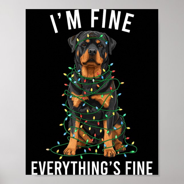 Poster Rottweiler Christmas I'm Fine Everything Is Fine  (Frente)
