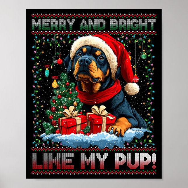 Poster Rottweiler Christmas Tree Decorations Dog Lover Xm (Frente)