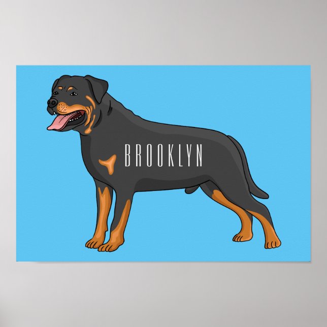 Poster Rottweiler dog cartoon illustration (Frente)
