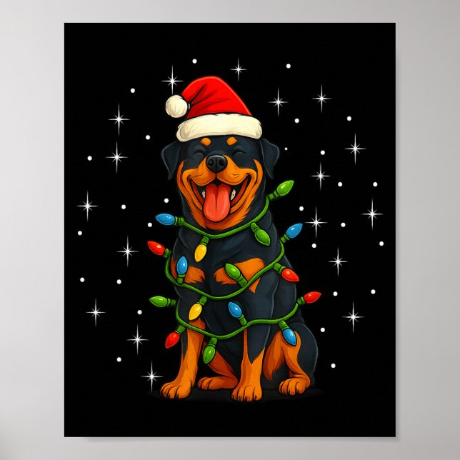 Poster Rottweiler Dog Christmas Pj Pajama Men Women Pjs F (Frente)