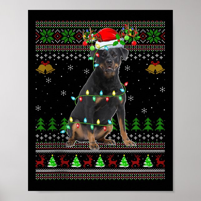 Poster Rottweiler Dog Ugly Christmas Sweaters Holiday San (Frente)