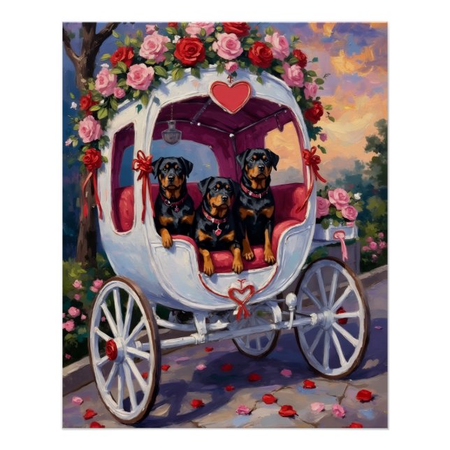 Pôster Rottweiler Dog Valentine's Day (Frente)