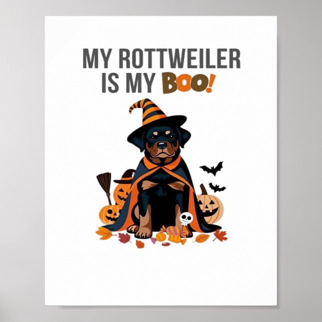 Poster Rottweiler Halloween Figurume Meu Rottweiler é Meu (Frente)