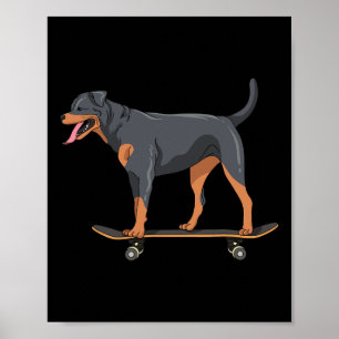Poster Rottweiler No Skate Cão Patinador Bonito Fã De Cac