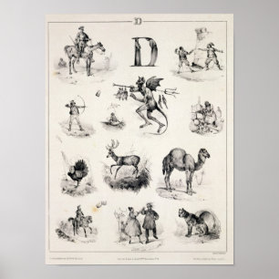 Pôster Rotule D de uma primeira demão do alfabeto, 1832