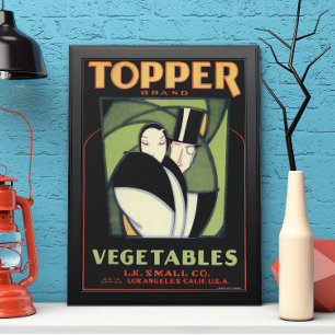 Pôster Rótulo Antigo de Legumes Topper, Romance Art Déco