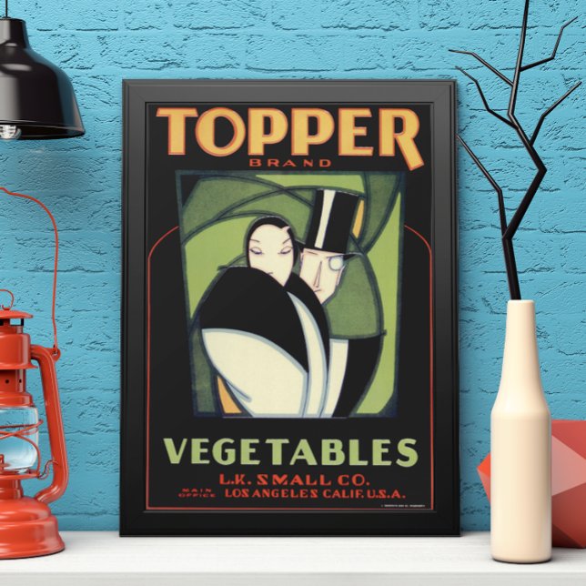 Pôster Rótulo Antigo de Legumes Topper, Romance Art Déco (Criador carregado)