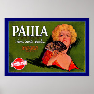Poster Rótulo da caixa de fruta Paula dos Papais noeis P