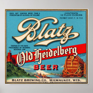 Pôster Rótulo da cerveja da antiga Heidelberg da Blatz Re