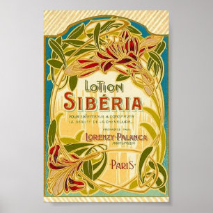 Poster Rótulo de anúncio de beleza floral Art nouveau