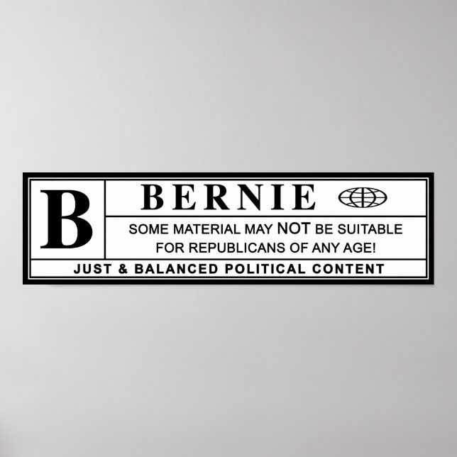 Pôster Rótulo de Aviso Bernie Sanders (Frente)