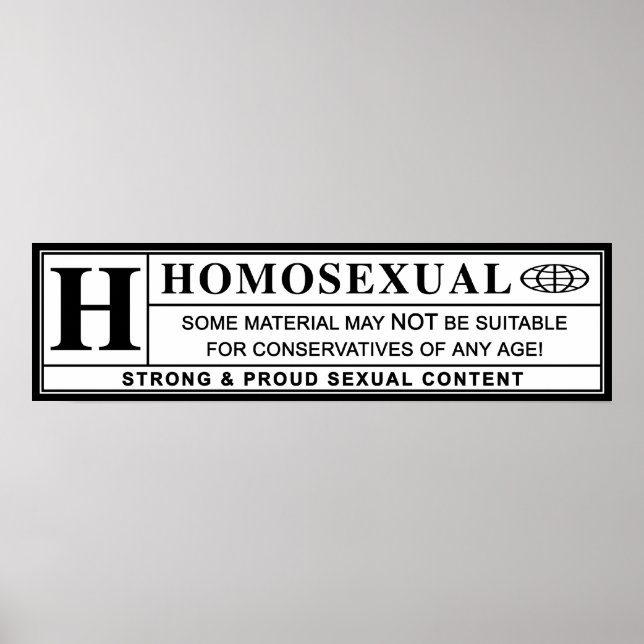 Poster Rótulo de Aviso Homossexual. (Frente)