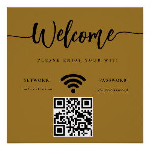 Pôster Rótulo de Boas-Vindas Empresarial Código QR WIFI D