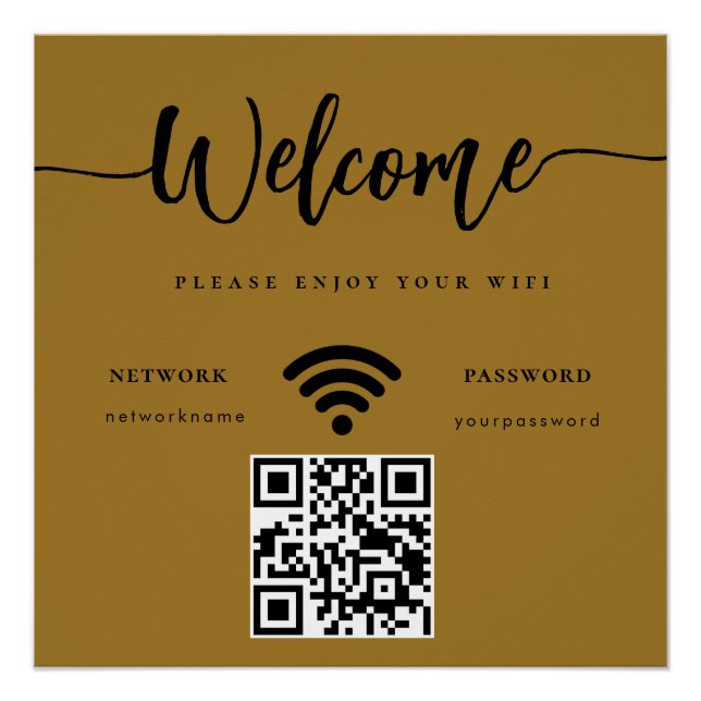 Pôster Rótulo de Boas-Vindas Empresarial Código QR WIFI D (Frente)