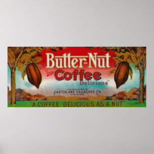 Poster Rótulo de Café Butter NutOmaha, NE