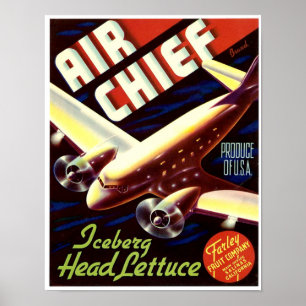 Poster Rótulo de Caixa de Alface Iceberg Marca Air Chief 