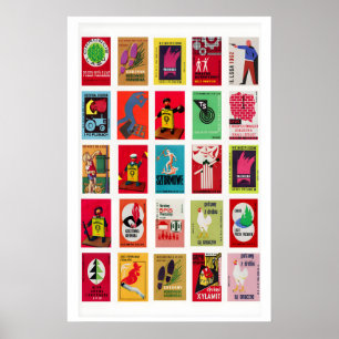 Poster rótulo de caixa de fósforos vintage polonesa em gr