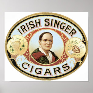 Poster Rótulo de Charuto de Cantor Irlandês