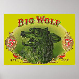 Poster Rótulo de cigarro Big Wolf