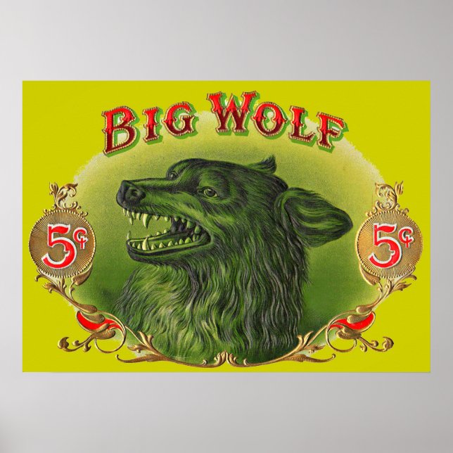 Poster Rótulo de cigarro Big Wolf (Frente)
