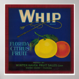 Poster Rótulo de Fruta de Citrus do Whip Vintage