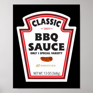 Poster Rótulo de Garrafa de Molho Clic Bbq Piada de Hallo