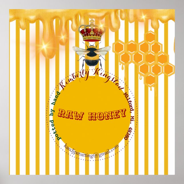 Poster rótulo de mel cru tão bonito (Frente)