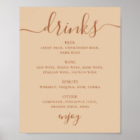 Rótulo de Menu de Script de Bebidas de Casamento |
