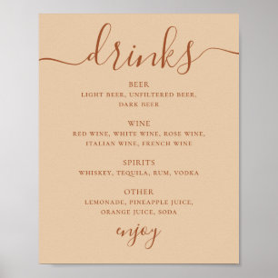 Poster Rótulo de Menu de Script de Bebidas de Casamento  