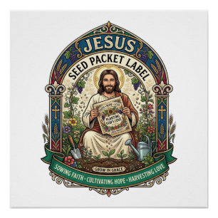 Pôster Rótulo de Pacote de Sementes Jesus Pacote de Semen