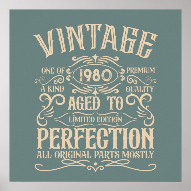 Poster Rótulo de uísque personalizado de aniversário vint (Frente)