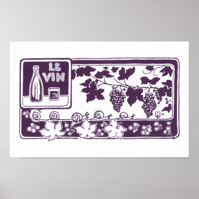 Poster Rótulo de Vinho Francês Antigo | Vinhedo Rústico (Frente)