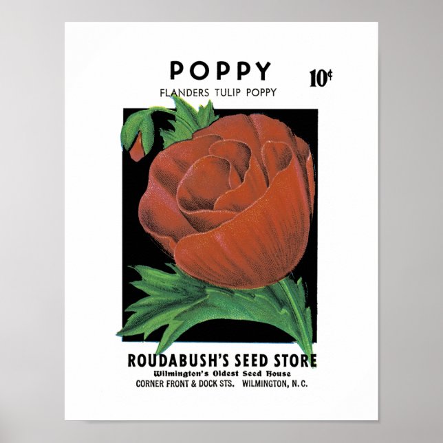 Poster Rótulo do Pacote de Sementes da Poppy (Frente)