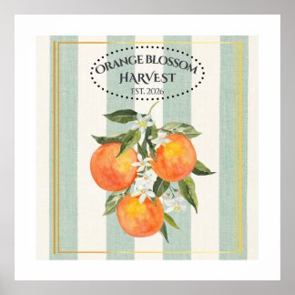 Poster Rótulo Flor de Laranjeira - Cítrico Mediterrâneo