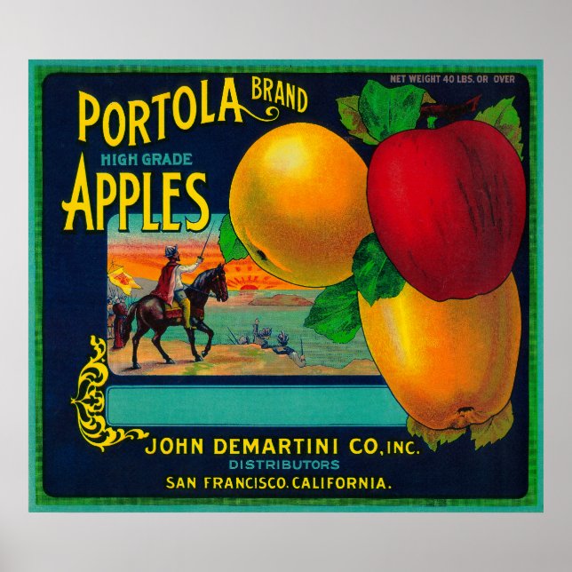 Pôster Rótulo Portola Apple Crate (Frente)