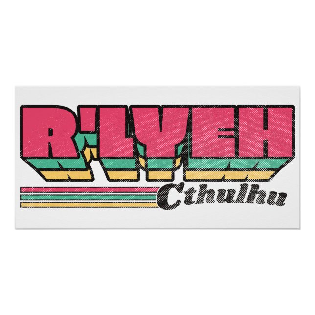 Pôster Rótulo Retro R'lyeh Cthulhu (Frente)