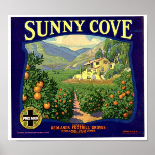 Poster Rótulo Sunny Cove Brand Redland Foothill Groves